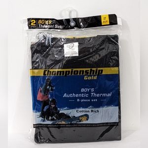 NEW Boys Championship Gold Black Authentic Thermal 2 Piece Set, 3T Size